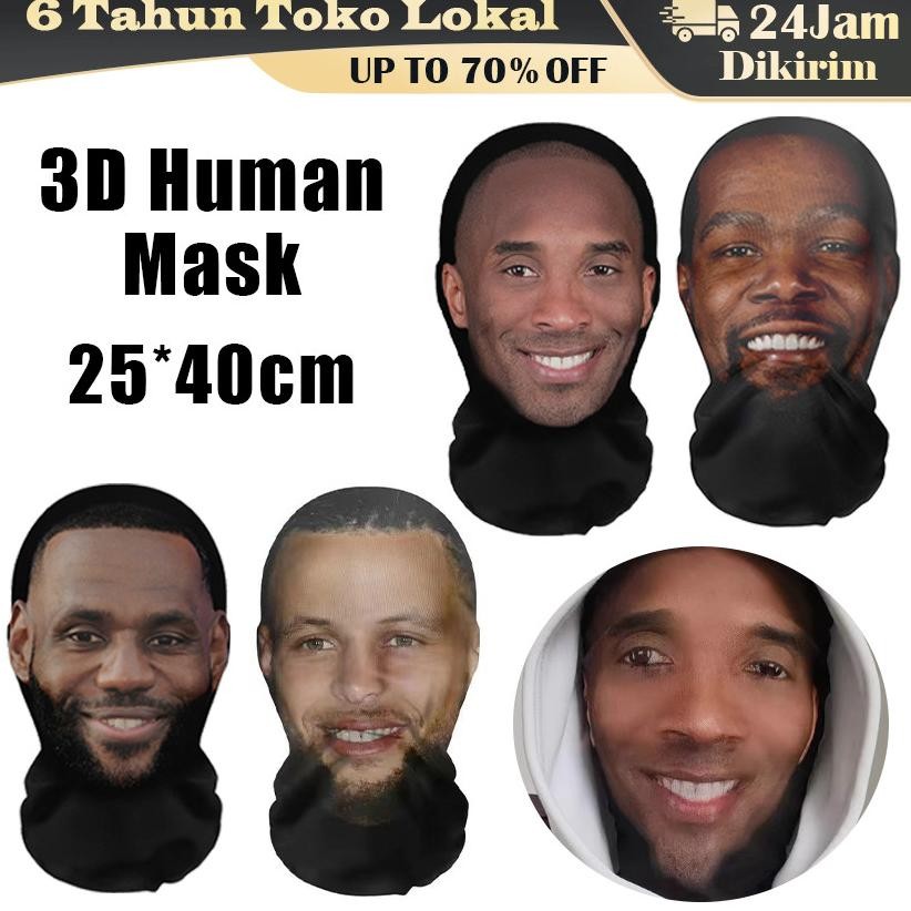 Kobe James Jordan Curry Menunjukkan Wajah Manusia Yang Meniru Seluruh Penutup Kepala Topeng 3D Wajah