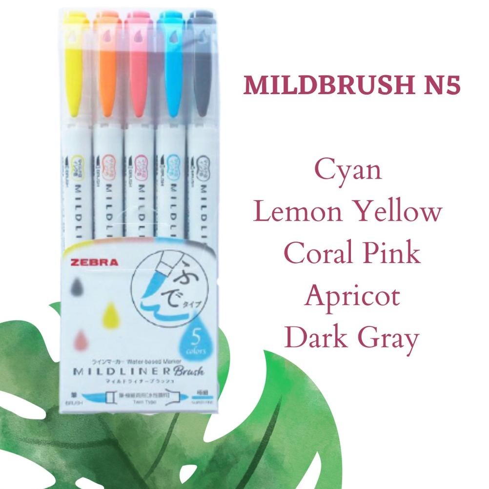 

Mildliner Zebra Brush ( Set-5 ) Highlighter Double Sided - Brush / Extra Fine