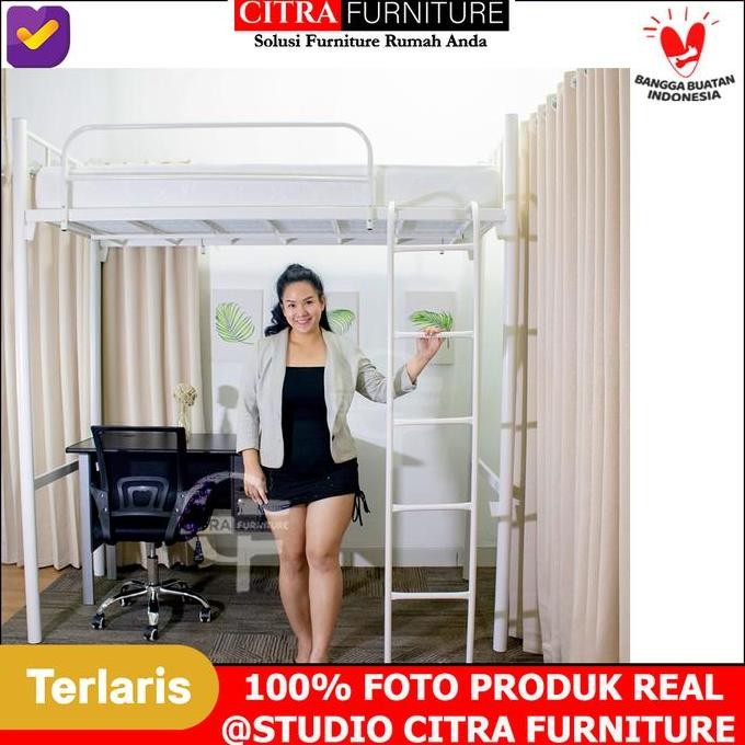 Ranjang Tingkat Besi Meja Belajar | Study Bunk Bed By Shumo