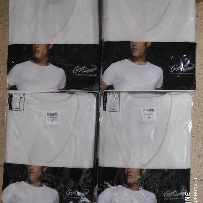 KAOS DALAM/ KAOS OBLONG CROCODILE V NECK PUTIH