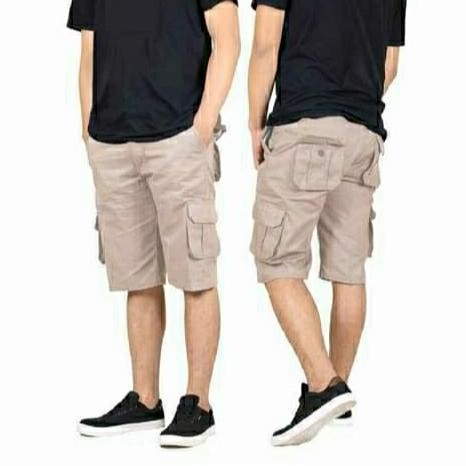 Celana pendek cargo pria kantong samping/ celana katun fashion