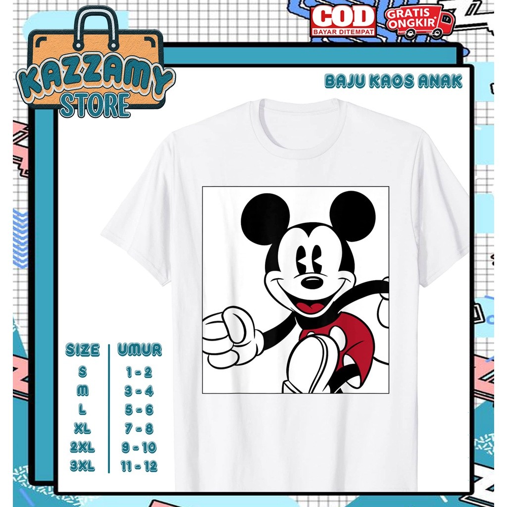 Kaos Anak 3D Baju Anak Disney Mickey Mouse Close Up - Kazzamy