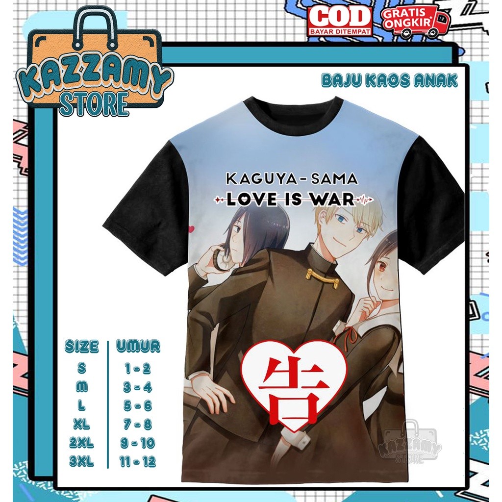 Kaos Anak 3D Baju Anak Anime Kaguya Ai Hayasaka Nagisa Kashiwagi - Kazzamy