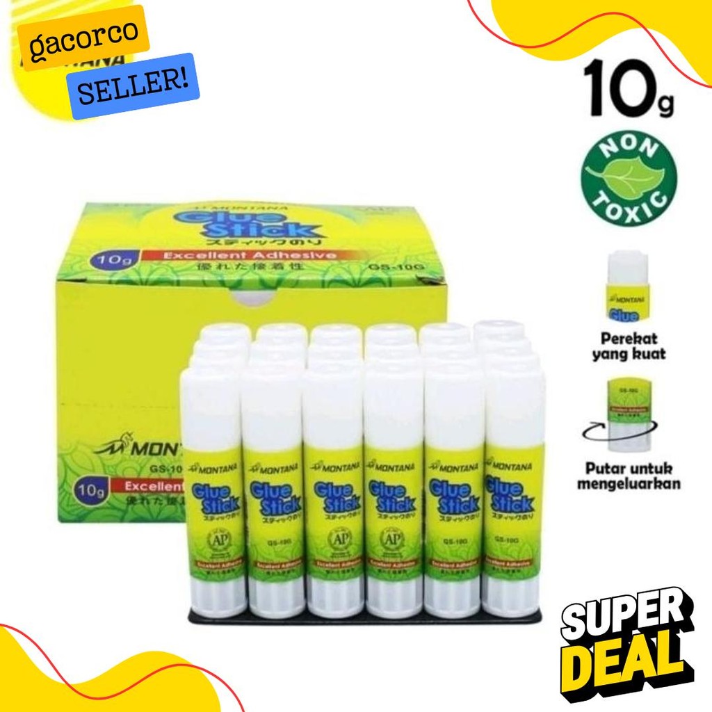 

[ 24 Pcs ] Grosirr 1 Box Lem Stik Montana 10Gr 25Gr / Glue Stick Murah Flash Sale! Diskon Hingga 70%