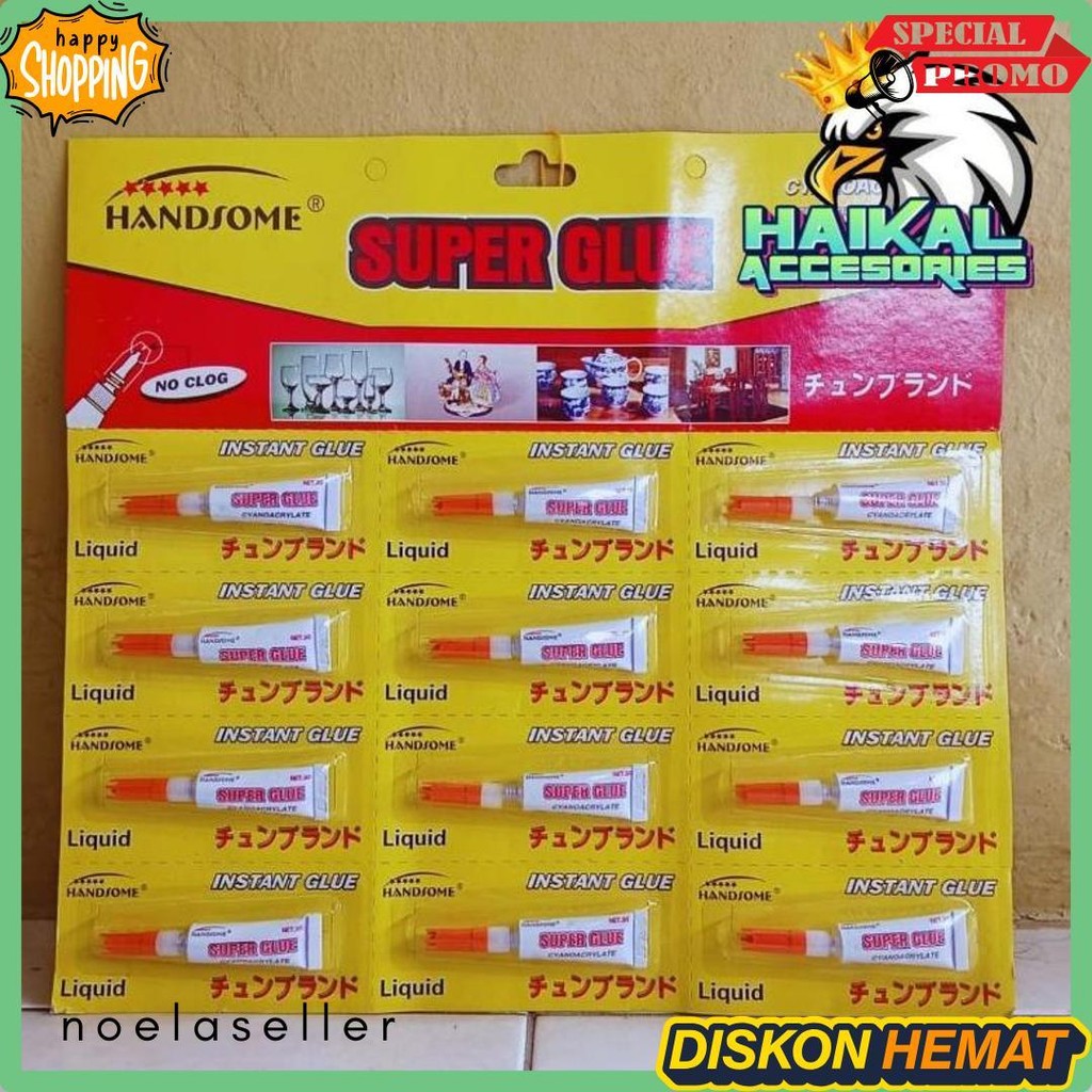 

Lem Super Glue Handsome Botol 5G Isi 12Pcs Paket Hemat Untuk Usaha Diskon