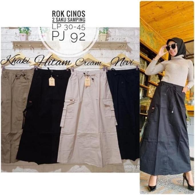 Baru- Rok Cargo Panjang Wanita Standar Jumbo Korean Sytle / Maxy Dress Kekinian Muslim Dewasa