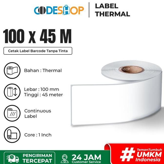 

SALE PROMO LABEL STICKER 100x45M BARCODE PRINTER THERMAL 100MM CONTINUES