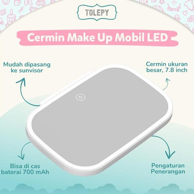 HARGA DISC - Car LED Make Up Mirror Sunvisor 7.8 inch / Cermin Make Up Mobil LED