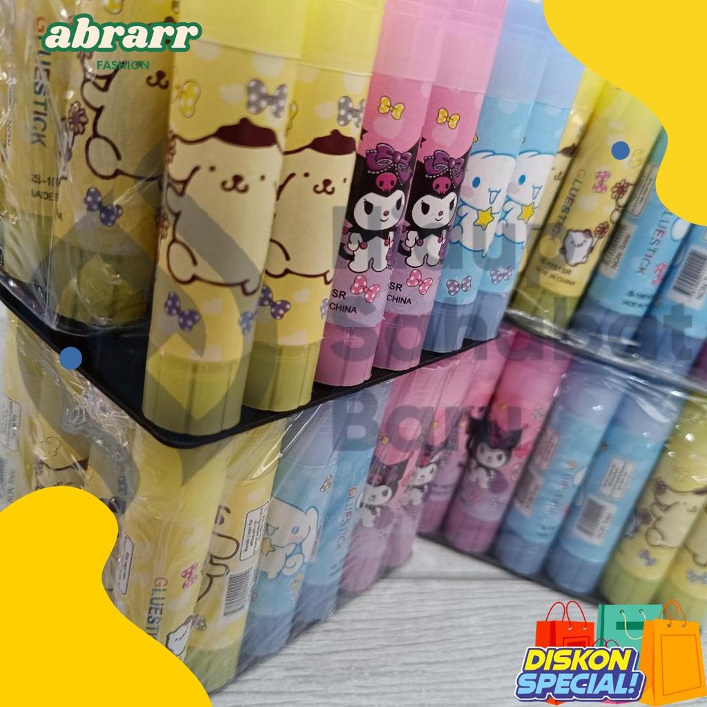 

Satu Pack ( 24 Biji X 10 Gram ) Glue Stick Lem Stik Murah Karakter Animasi Kecil 10Gram Diskon Setengah Harga