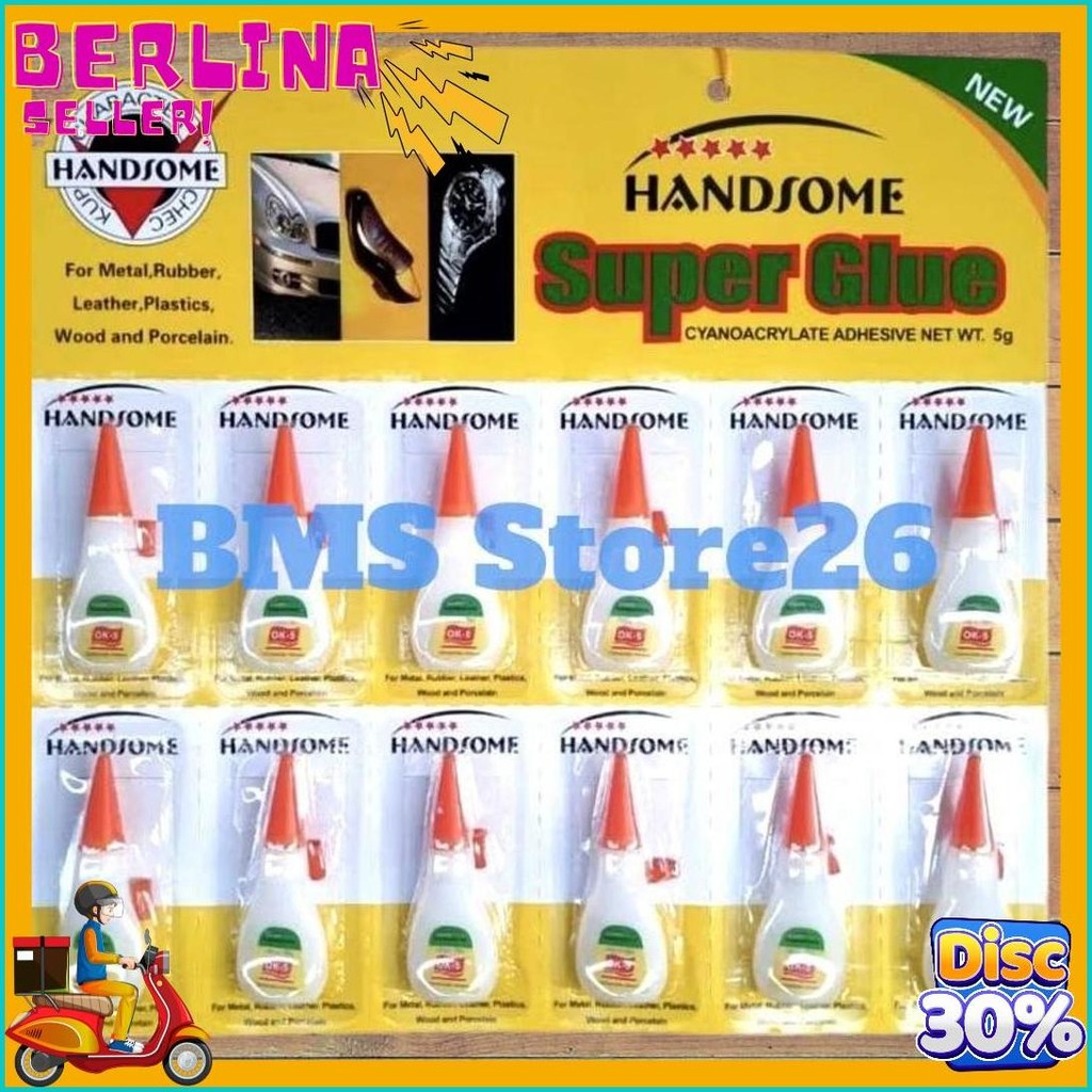 

Lem Botol - Lem Power Glue Botol Handsome - 1 Lembar Isi 12 Pcs Terlengkap Dan Termurah