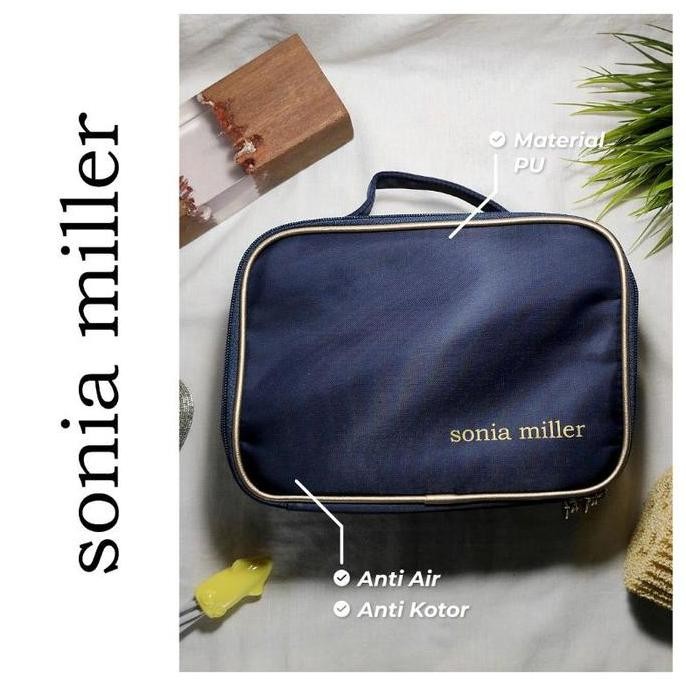 TERMURAH - Sonia Miller Makeup Pouch rectangular solid simple organizer
