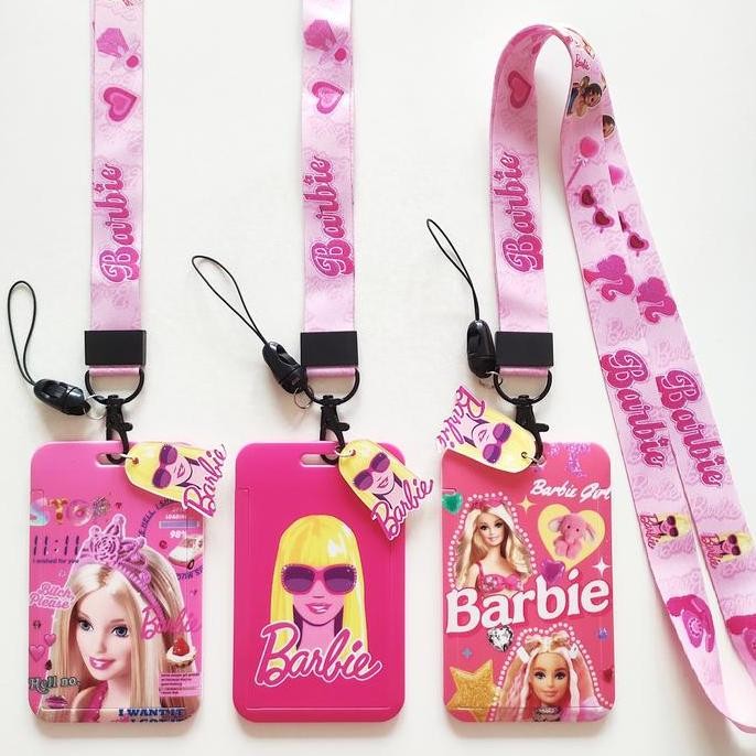 

READY ID Card Holder Name Tag Lanyard / Kalung Wadah Kartu Barbie Doll Pink NEW