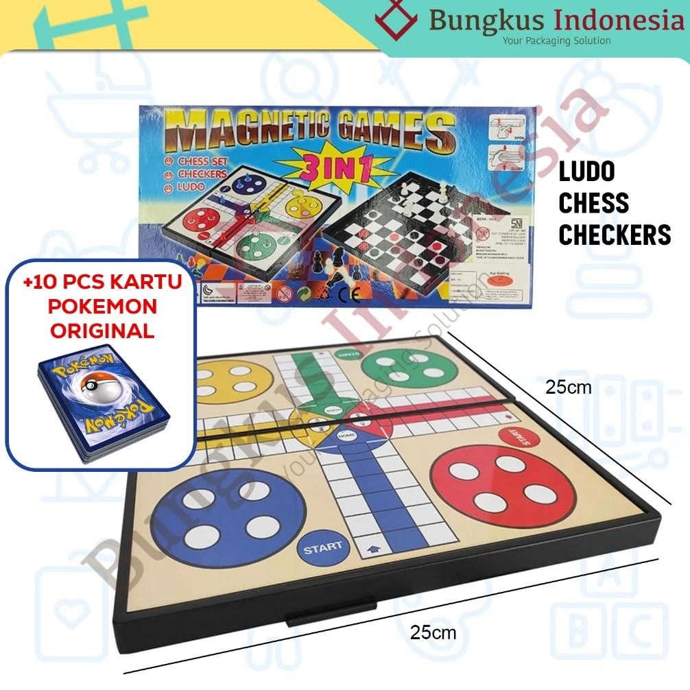 NEWW 3in1 Board Game Magnet NEW / Chess / Checkers / Ludo / Catur