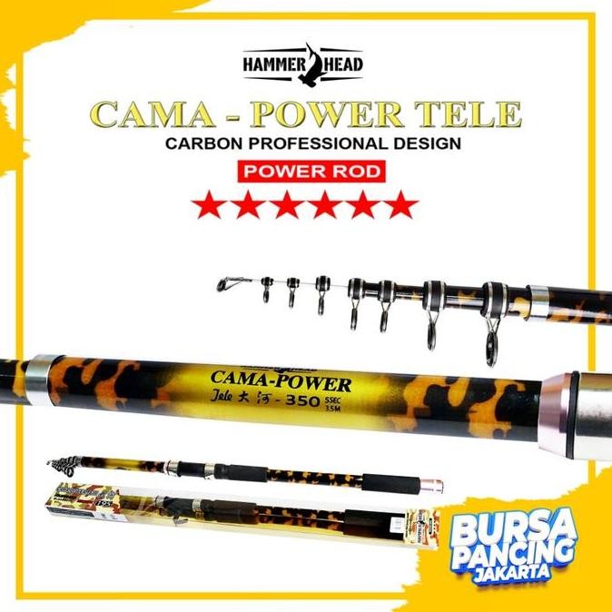 Tersedia HAMMERHEAD Joran Pancing Antena CAMA POWER Bahan Carbon 195CM - 350CM Joran Telescopic Untu