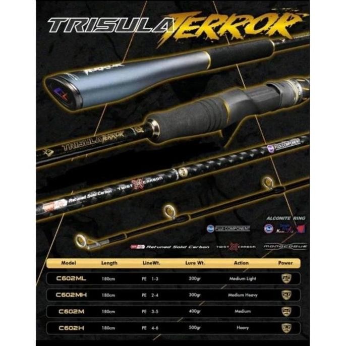 Tersedia Rod / Joran Pancing Daido TRISULA TERROR CARBON SOLID 180CM PE 1-3 PE 2-4