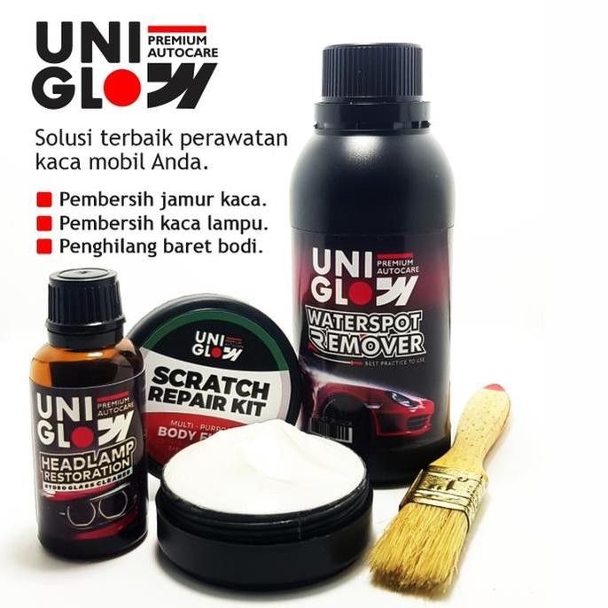 PROMO / TERMURAH Paket Pembersih Jamur Kaca, Lampu Mobil Buram & Baret Bodi Mobil - Uniglow Auto car