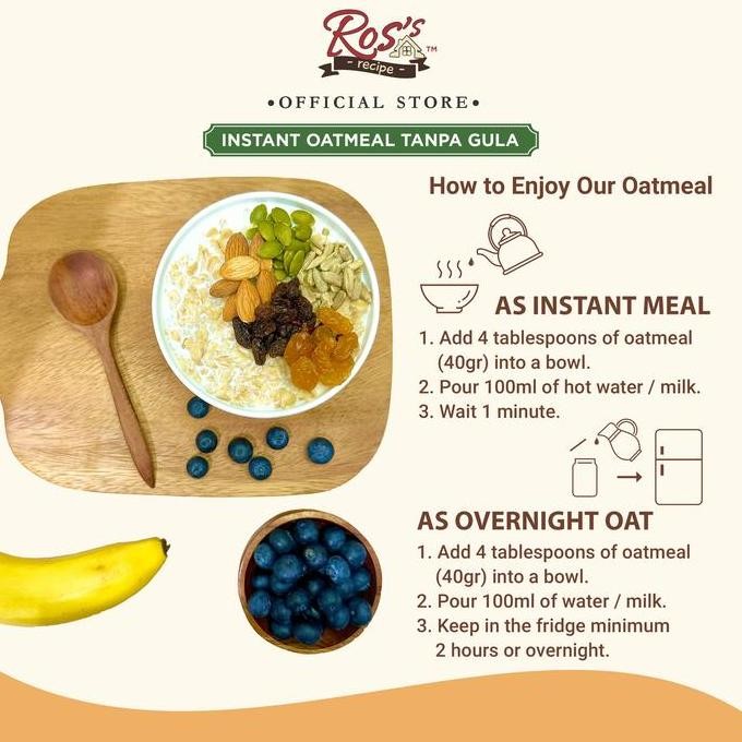 

Ros Recipe Instant Oatmeal Double Raisin 400Gr (Tanpa Gula) Terbaru