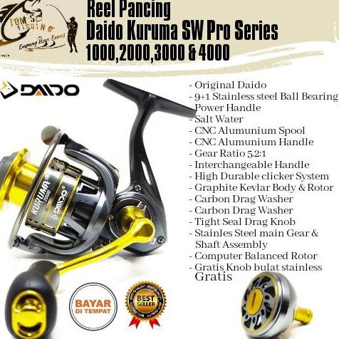 Tersedia Reel Pancing Daido Kuruma SW Pro Series 1000-4000 (9+1Bearing) Salt Water Berkualitas - Tom
