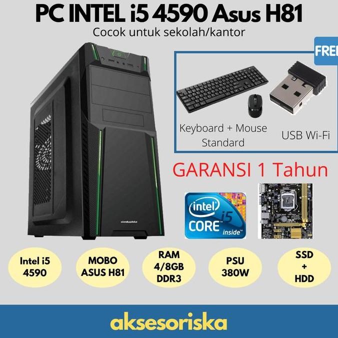 PC RAKITAN/ CPU/KOMPUTER KANTOR INTEL CORE I5 4590 GEN 4 ASUS H81