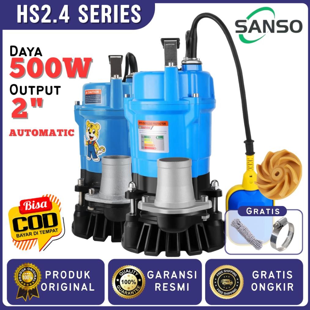 Produk Baru Pompa Celup Air Kotor Sanso Manual HS2.4-500 / Otomatis HS2.4-500F Kolam Sawah