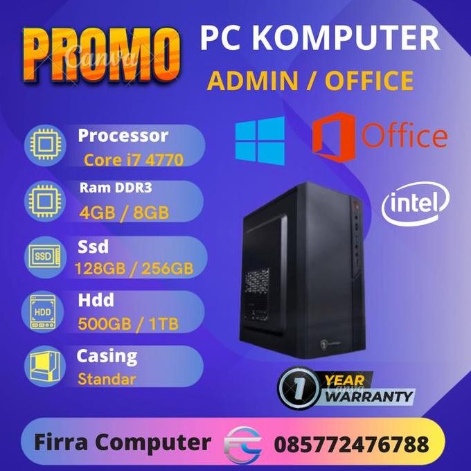 PC KOMPUTER CPU RAKITAN CORE I7 4770 RAM/SSD/HDD/KANTOR/KASIR/SEKOLAH