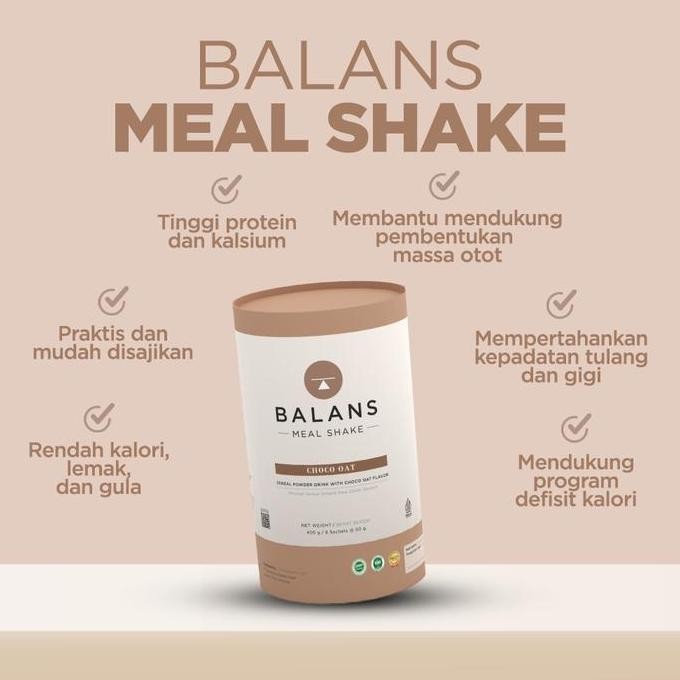 

Balans Nutrition Complete | 4 Trial Tube Meal Shake Choco Oat Free Shaker Terlaris
