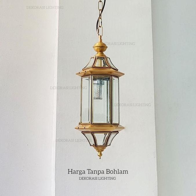 Lampu gantung gold hias kuningan klasik lampu teras ruang tamu dekor