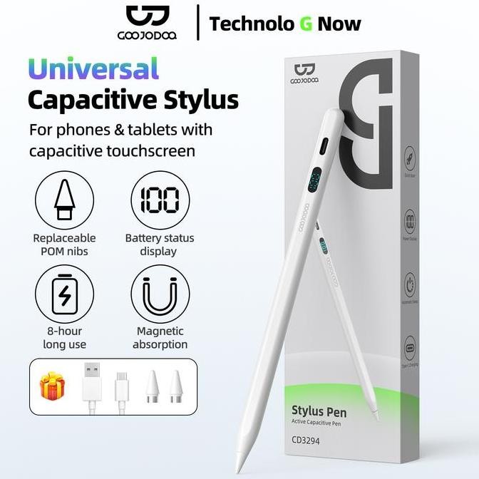 GOOJODOQ GD04 Universal Capacitive Stylus Pen w/ LED Display & Magnetic Attachment for iPad & Androi