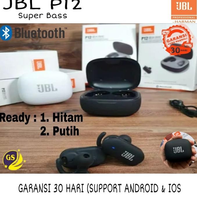 Promo Headset Bluetooth Jbl P12 Tws Original Purebass Wireless Earphone P-12