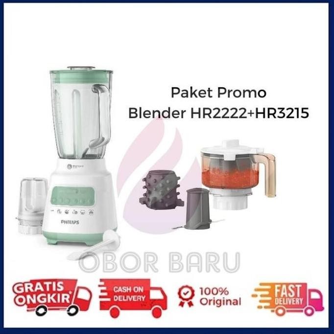 Paket Blender Philips Kaca Hr2222 + Chopper Daging + Sambel Maker