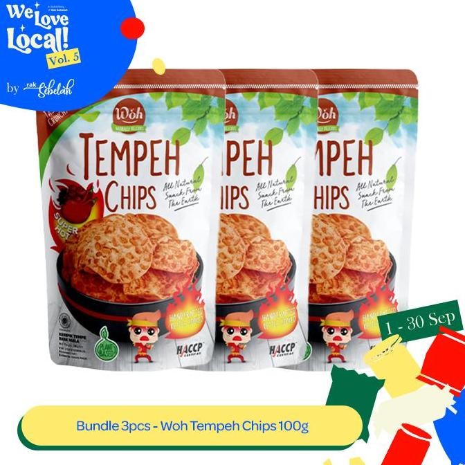 

Keripik Tempe Woh Chips 100Gr X 3 Bundle