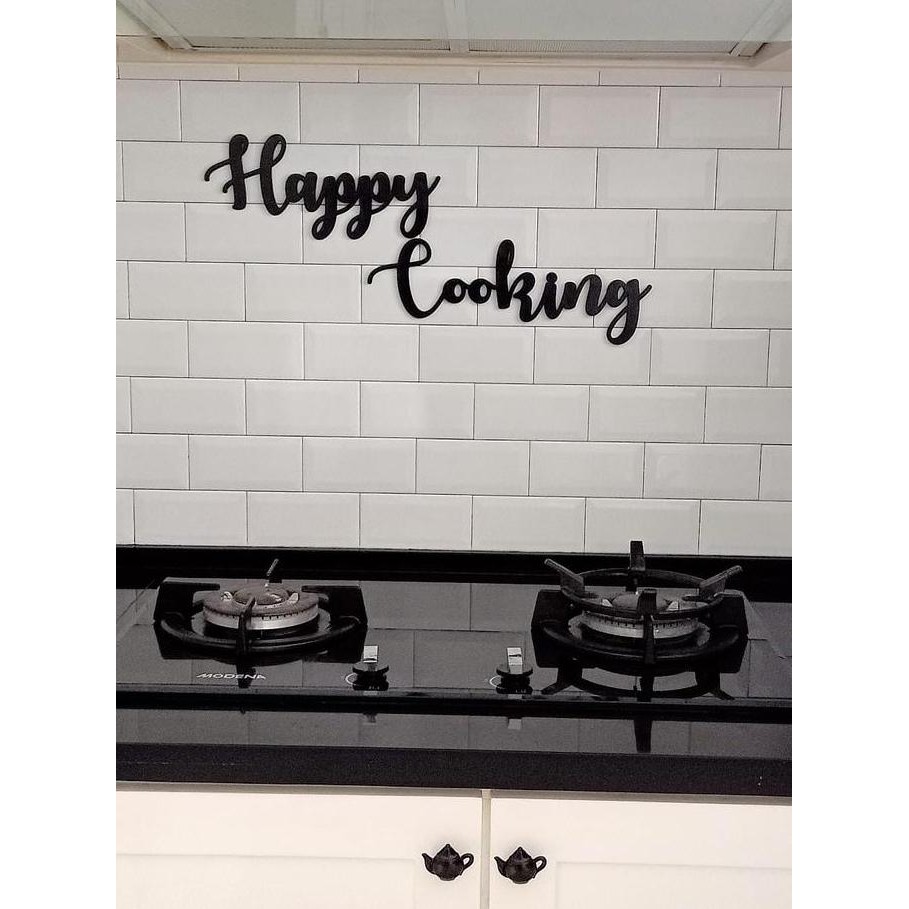 Hiasan Dinding Dapur Tulisan Happy Cooking