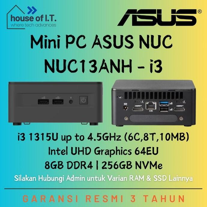 Intel Nuc i3 1315U - Intel Nuc i3 Gen 13 - Intel NUC13ANHi3 - ASUS NUC i3 1315U - Mini PC ASUS 13 PR