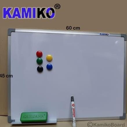 

Whiteboard Kamiko 45 X 60 Cm Gantung - Spidol Hitam - Magnet - Hapusan