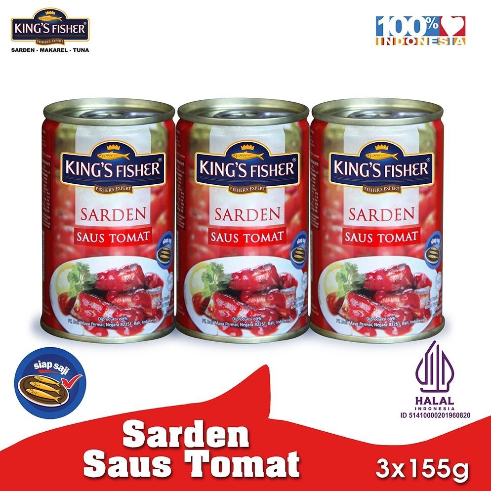 

ready King's Fisher Paket 3 pcs Sarden mini saus tomat Makanan Kaleng 155 gr murah