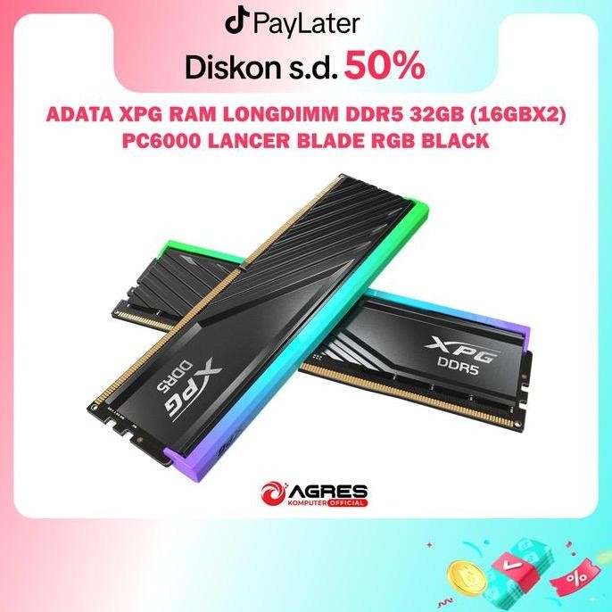 ADATA XPG RAM LONGDIMM DDR5 32GB (16GBX2) PC6000 LANCER BLADE RGB BLACK - RAM ADATA - RAM KOMPUTER -