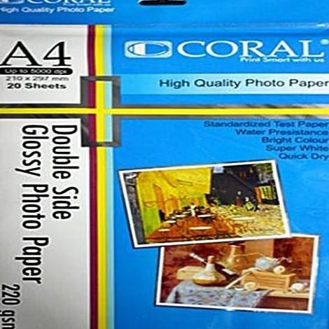 baru Coral Glossy Photo Paper Double side A4 / Kertas foto double side 220