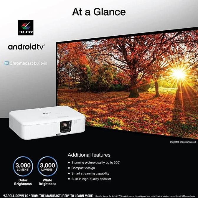 Proyektor EPSON CO-FH02 CO FH02 FULL HD ANDROID TV Portable Resmi