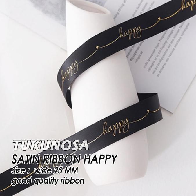

ready stock GOOD QUALITY SATIN RIBBON HAPPY 25 MM / ROLL - PITA SATIN 2,5 CM