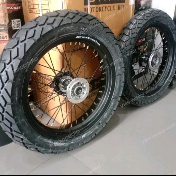 velg set supermoto ring 17 lebar 250 300 350 plus ban motor klx D-Tracker wr 155 crf 150
