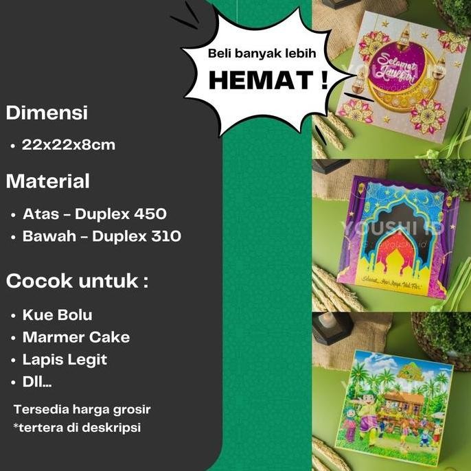 

ready stock Dus Kue/Kotak Kue/Box Kue Lebaran Idul Fitri Ekonomis 22x22x8cm