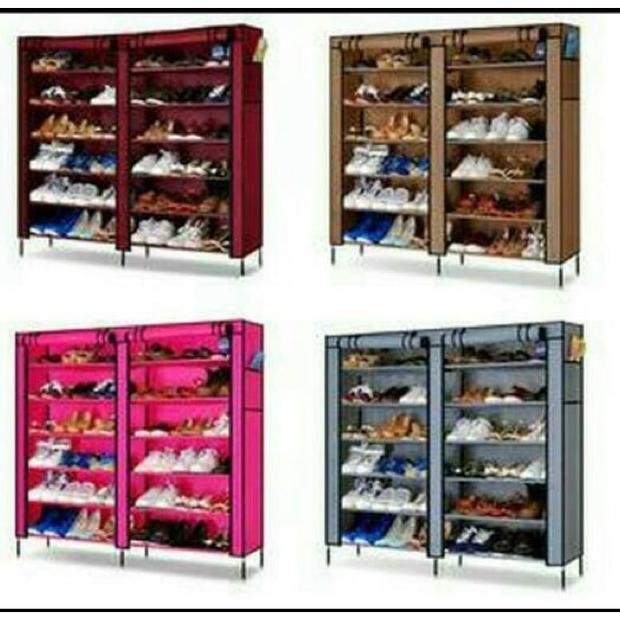 Nine Box Rak Sepatu Double 12 Susun Viral