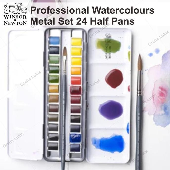

ready Winsor & Newton Professional Water Colour Metal 24 Half Pans