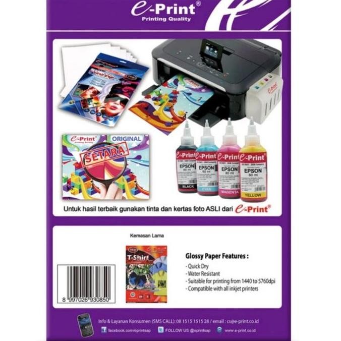 

baru T-shirt Light Transfer Paper A4 E Print Kertas Print Sablon Putih