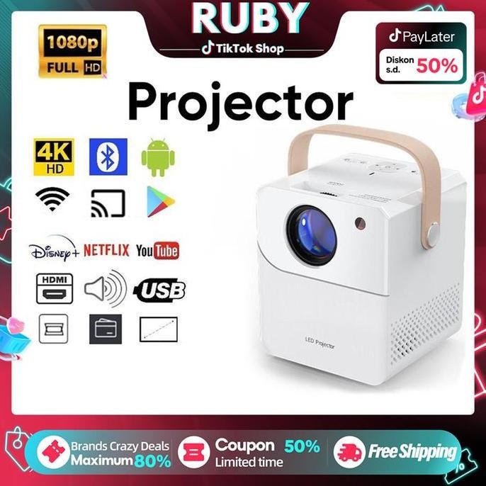 Proyektor Y2 home theater proyektor android projector WIFI 4K 8000 Lumens Rumah Pintar LED Home 300A