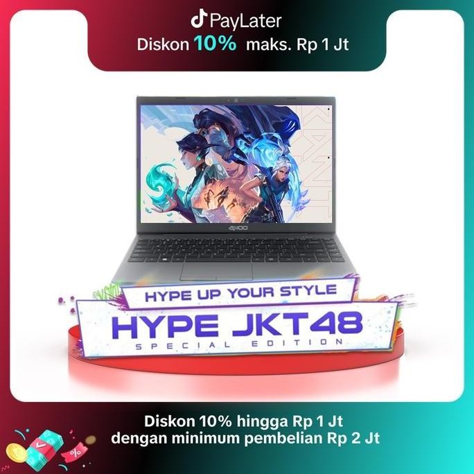 Axioo Hype 7 x JKT48 Amd Ryzen 7 5700u 16gb Ram 512gb SSD Windows 11 pro 14.0" Full HD IPS