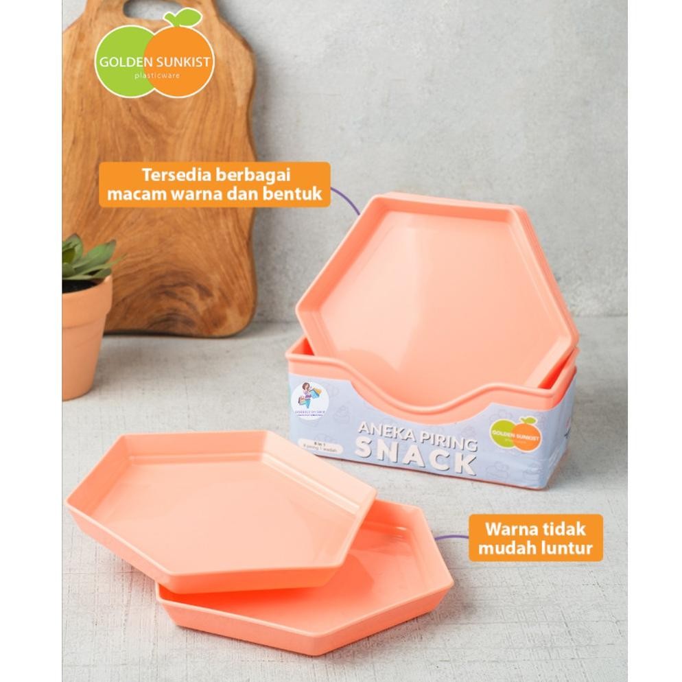 Piring Kue Set Wadah 1 Set Isi 8 Pcs Piring Saji Plastik Pk 804 Golden Sunkist Stock