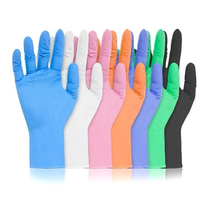 ready  [1 BOX ISI 100 PCS] Sarung Tangan Karet Nitrile Food Grade Powder Free Latex Putih Cleaning -