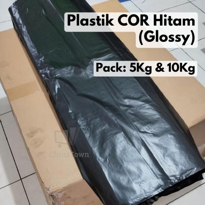 ready stock Plastik Cor Hitam GLOSSY Roll Plastik Terpal Meteran Tebal