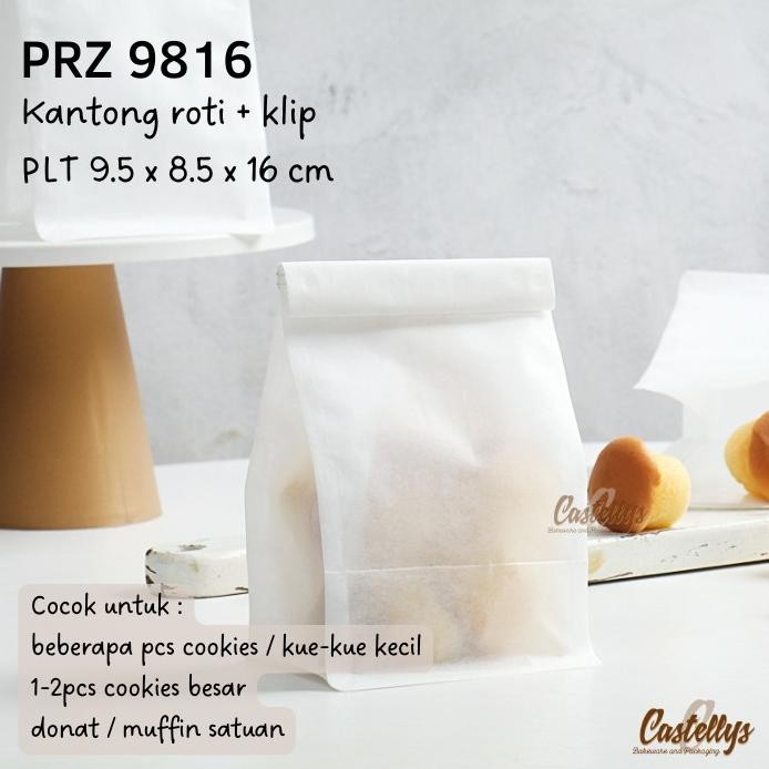 

ready stock Kemasan Kantong Klip Kawat PRZ9816 Roti Cookies Kue Bag Kertas Plastik